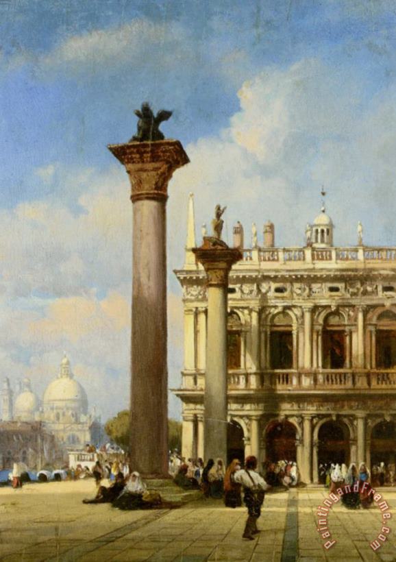 William Wilde Figures in St Marks Square Venice Art Painting