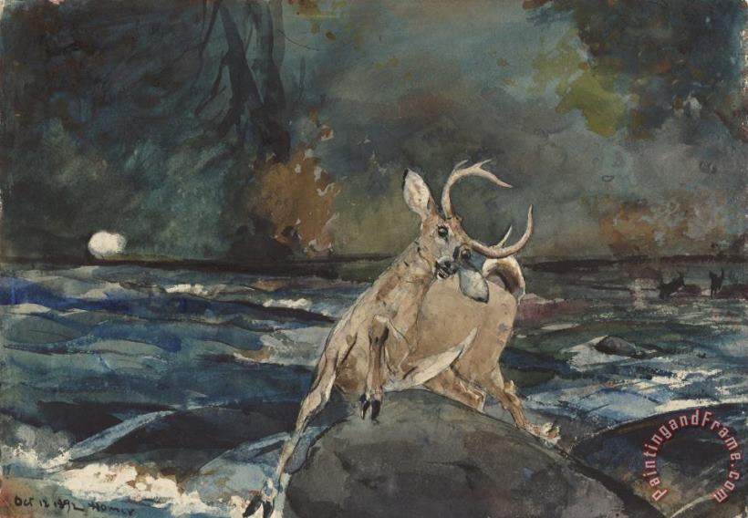 A Good Shot, Adirondacks painting - Winslow Homer A Good Shot, Adirondacks Art Print