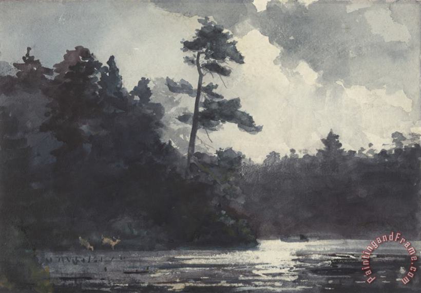 Adirondack Lake painting - Winslow Homer Adirondack Lake Art Print