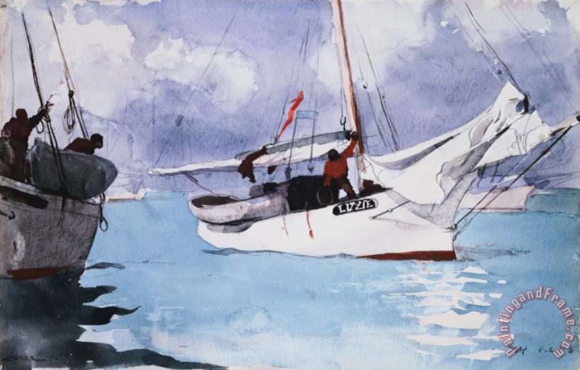 Fishing Boats, Key West painting - Winslow Homer Fishing Boats, Key West Art Print