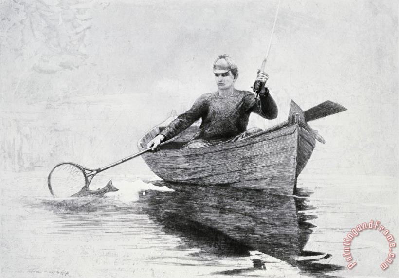 Winslow Homer Fly Fishing, Saranac Lake Art Painting