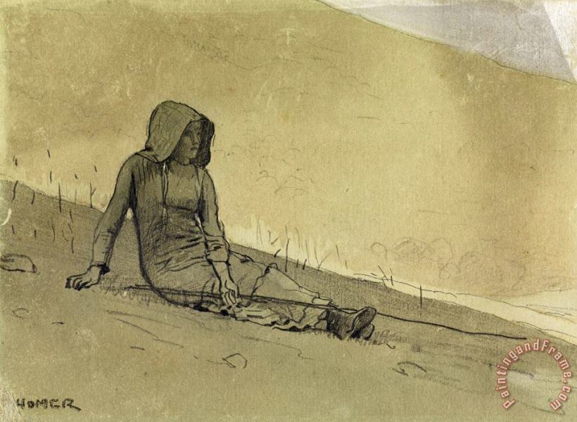 Winslow Homer Girl Seated on a Hillside Art Painting