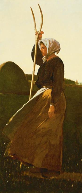 Girl with Pitchfork painting - Winslow Homer Girl with Pitchfork Art Print