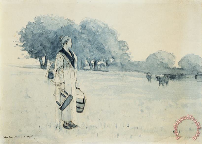 Milkmaid painting - Winslow Homer Milkmaid Art Print