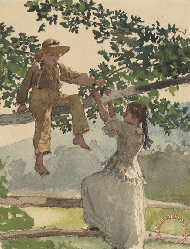 On The Fence painting - Winslow Homer On The Fence Art Print