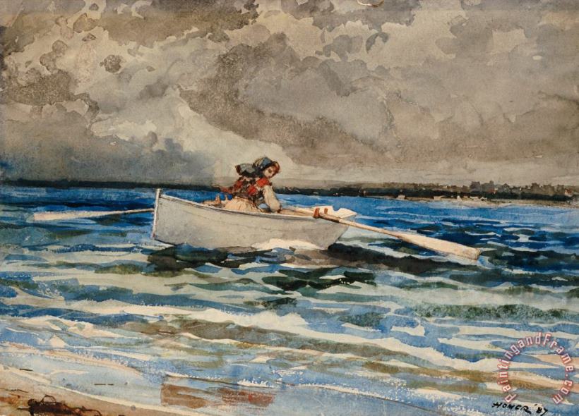 Winslow Homer Rowing at Prouts Neck Art Print