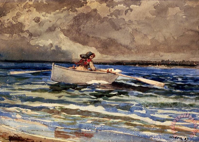 Winslow Homer Rowing at Prouts Neck Art Print