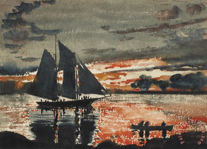 Winslow Homer Sunset Fires Art Print