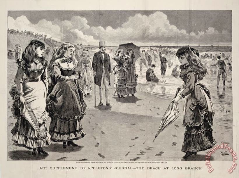 Winslow Homer The Beach at Long Branch, Published As an Art Supplement to Appleton's Journal, August 21, 1869 Art Print