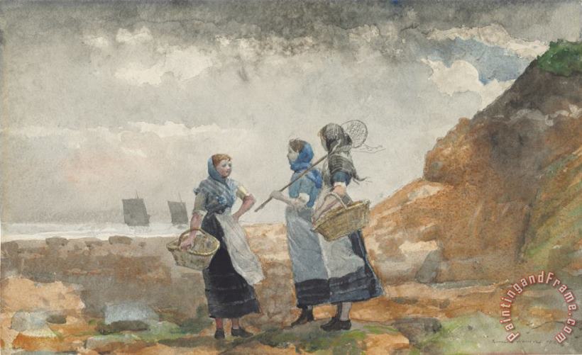 Winslow Homer Three Fisher Girls, Tynemouth Art Print