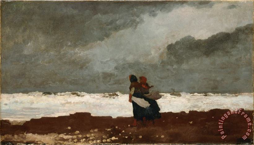 Two Figures by The Sea painting - Winslow Homer Two Figures by The Sea Art Print