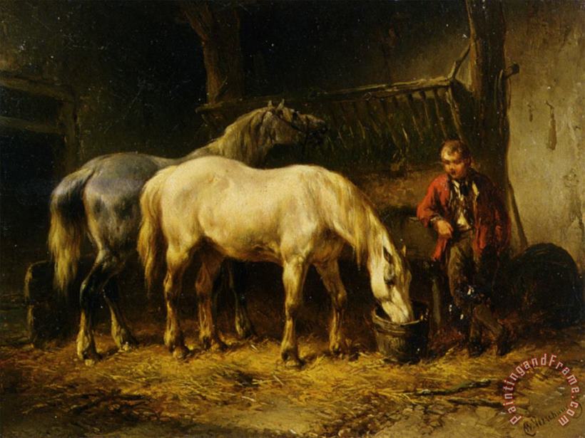 Feeding The Horses painting - Wouter Verschuur Feeding The Horses Art Print