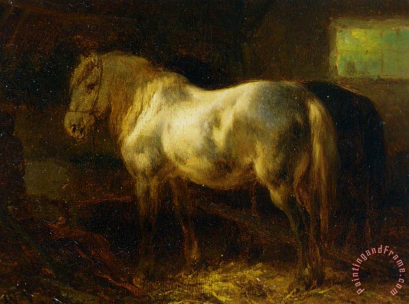 Wouter Verschuur Feeding The Horses in a Stable Art Painting