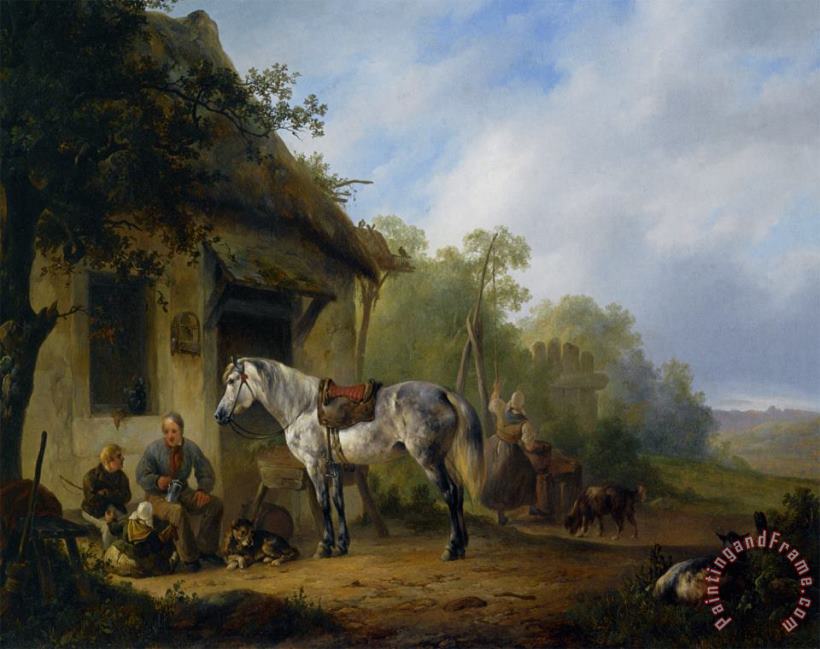 Wouter Verschuur Figures Near a Farmstead Art Painting