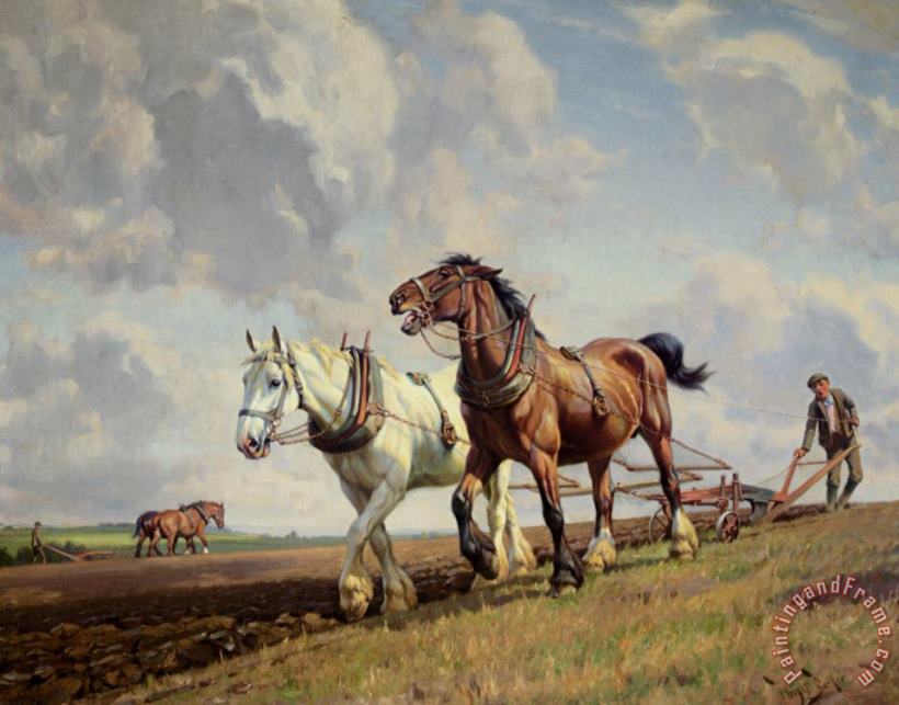 Ploughing The Fields painting - Wright Barker Ploughing The Fields Art Print