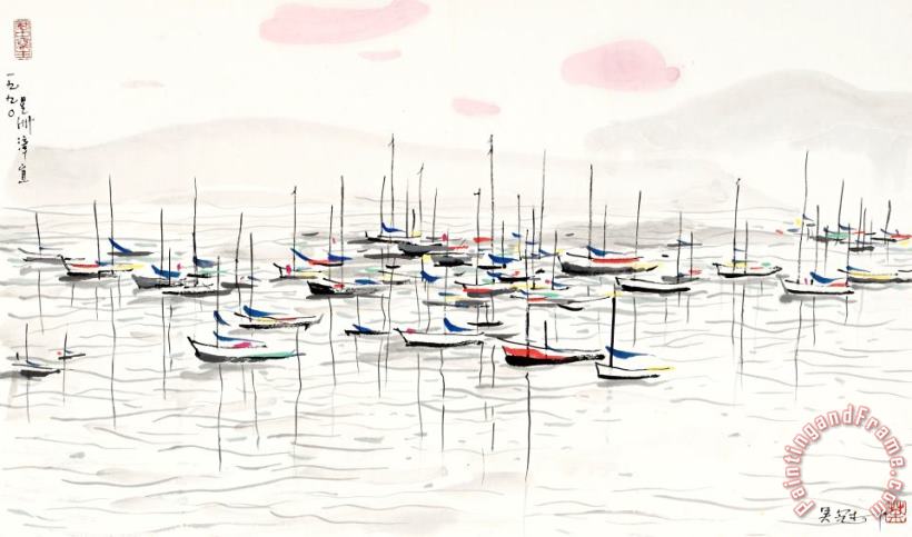 Wu Guanzhong A Seaside Scene of Changi of Singapore, 1990 Art Painting