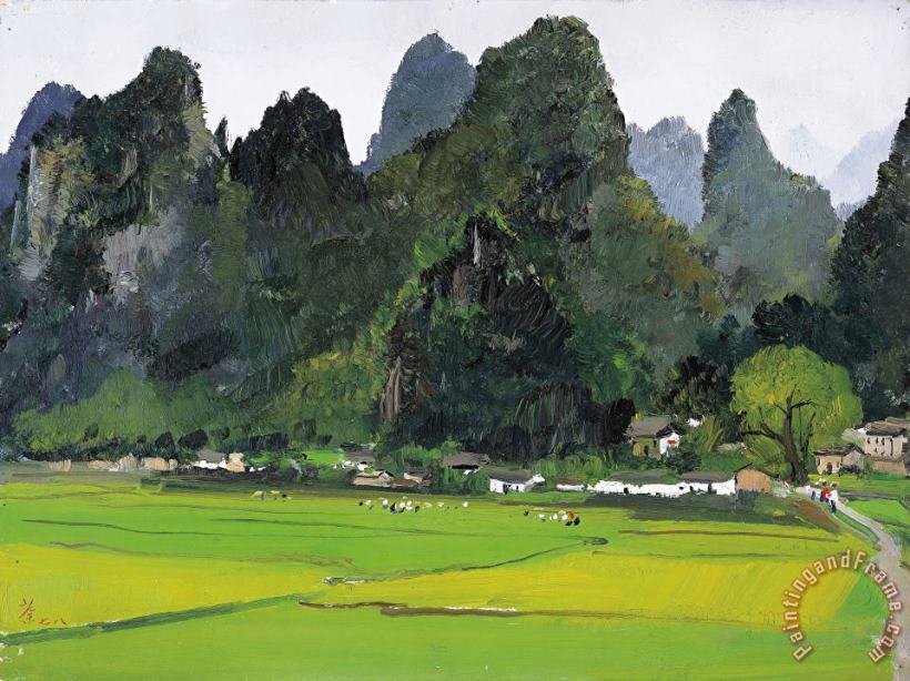 Wu Guanzhong A Village in Guilin, 1978 Art Painting