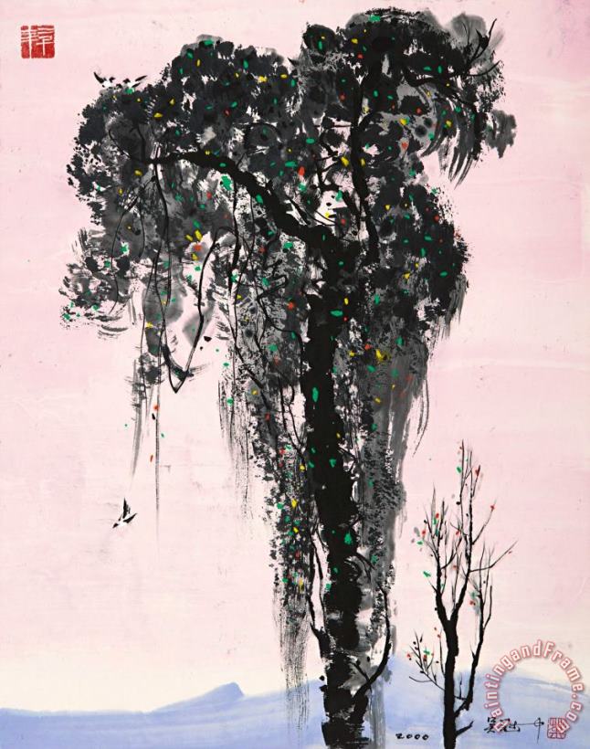 Wu Guanzhong Ancient Tree, 2000 Art Painting