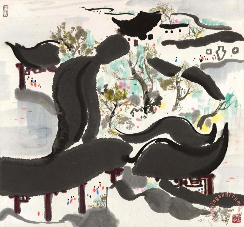 Aquatic Bliss painting - Wu Guanzhong Aquatic Bliss Art Print