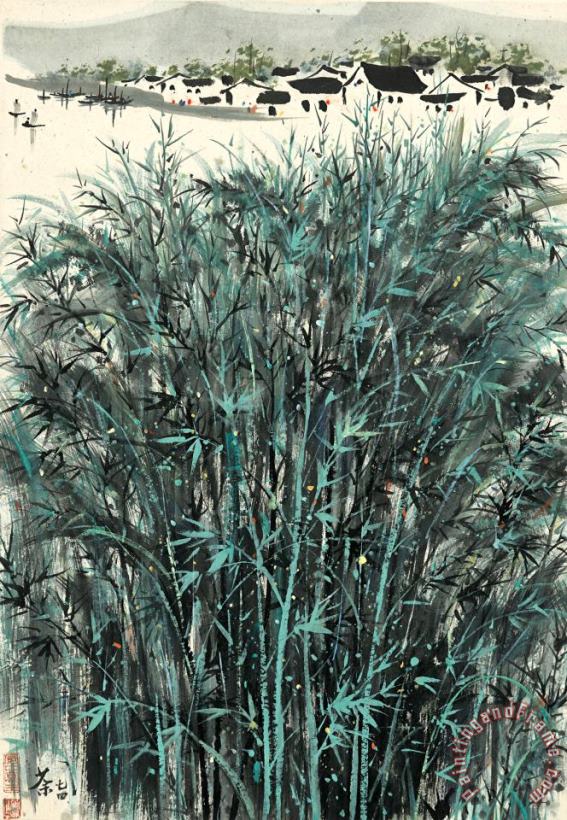 Wu Guanzhong Bamboo Art Painting