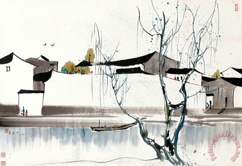By The Banks painting - Wu Guanzhong By The Banks Art Print