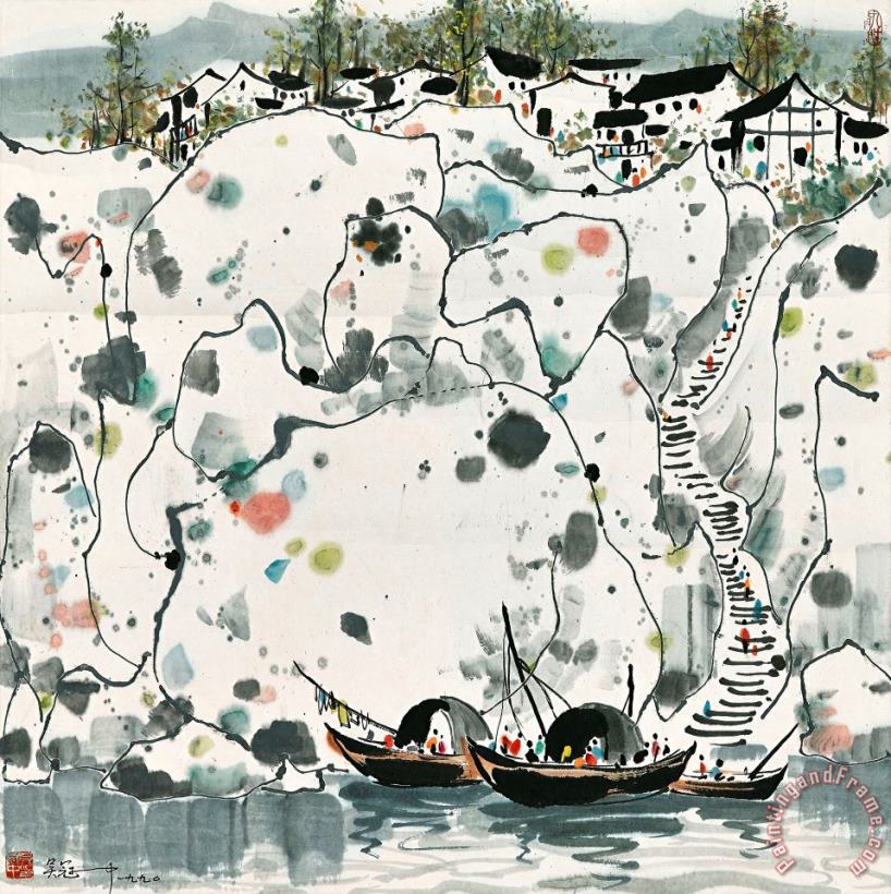 By The Wu River painting - Wu Guanzhong By The Wu River Art Print