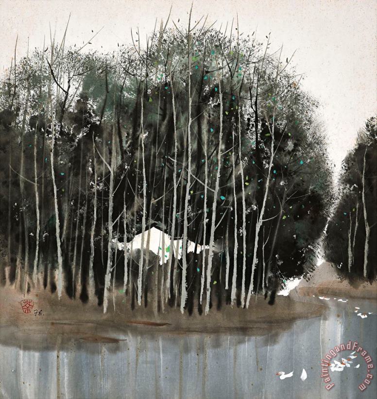 Wu Guanzhong Dahuo Spring, 1976 Art Painting