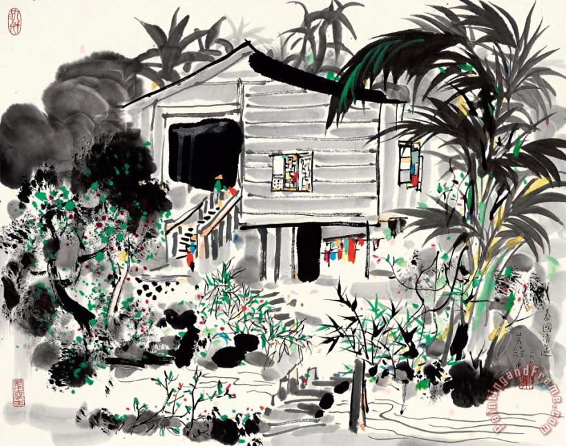 Farmsteads in Chiang Mai of Thailand, 1990 painting - Wu Guanzhong Farmsteads in Chiang Mai of Thailand, 1990 Art Print