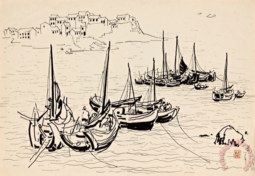 Fishing Boats painting - Wu Guanzhong Fishing Boats Art Print