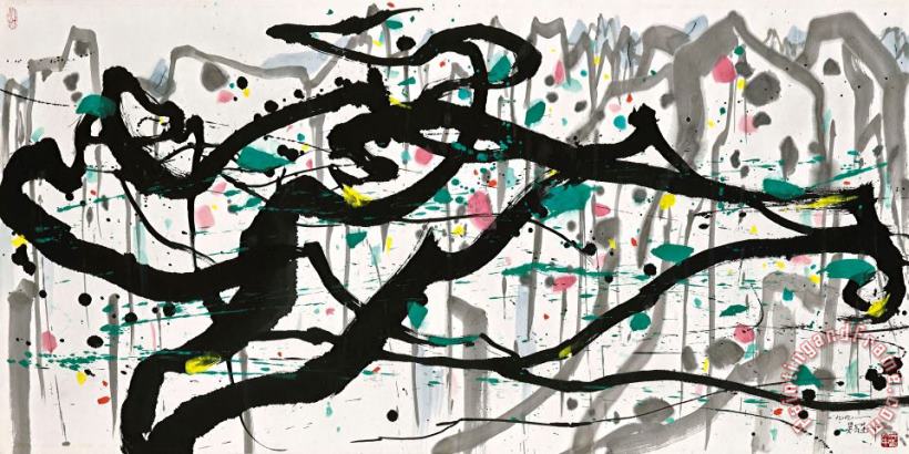 Wu Guanzhong Ghosts of Pine Trees Art Painting