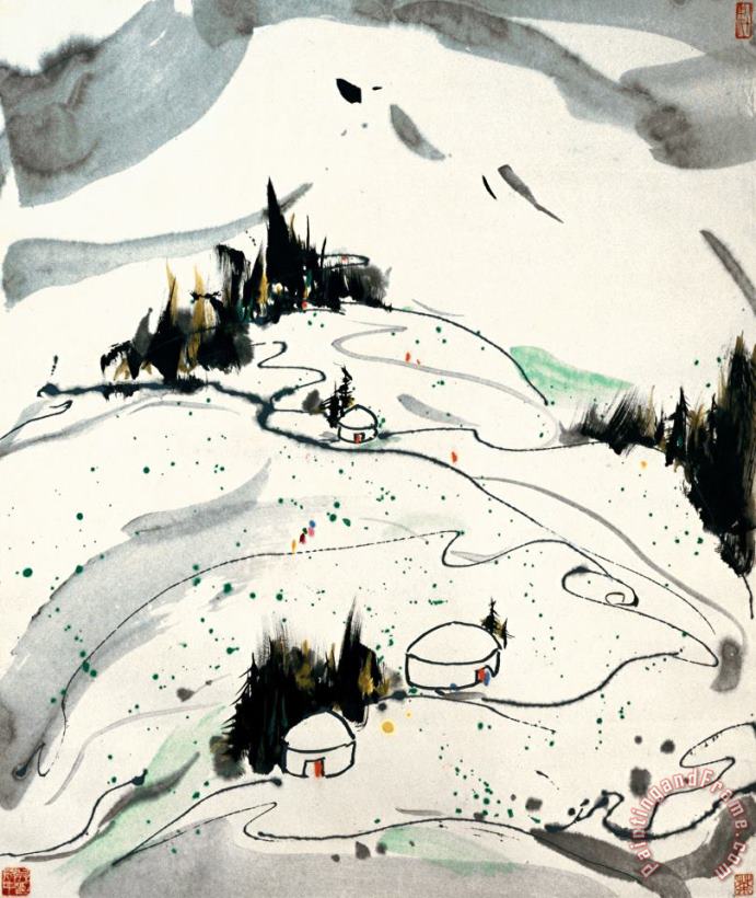 Wu Guanzhong Highland Yurts Art Print