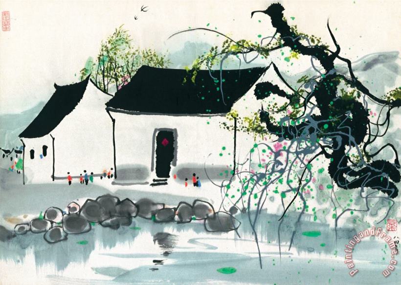 Jiangnan Scenery, 1984 painting - Wu Guanzhong Jiangnan Scenery, 1984 Art Print