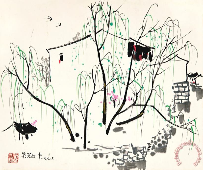 Wu Guanzhong Jiangnan Scenery, 1993 Art Print