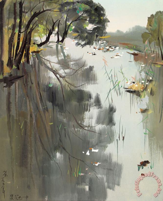 Lake, 1978 painting - Wu Guanzhong Lake, 1978 Art Print