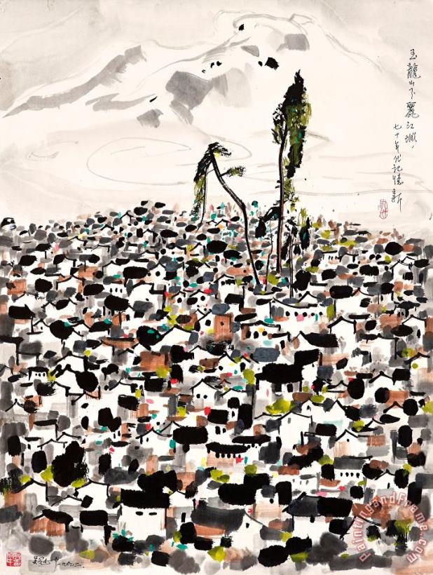 Wu Guanzhong Lijiang Town at The Foot of The Yulong Mountains Art Print