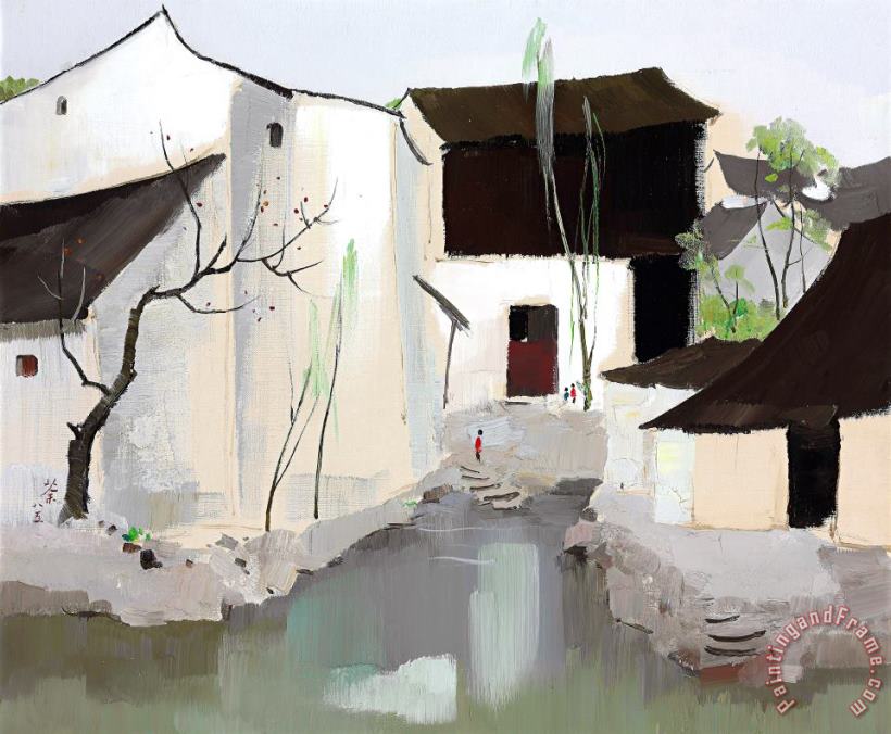 Wu Guanzhong Manners of The Hometown of Lu Xun, 1985 Art Painting
