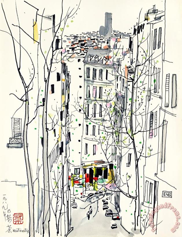 Montmartre, 1989 painting - Wu Guanzhong Montmartre, 1989 Art Print