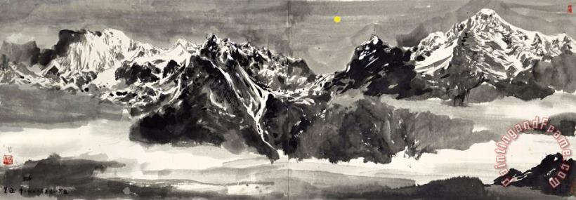 Wu Guanzhong Mount Yulong in The Moonlight, 1978 Art Print