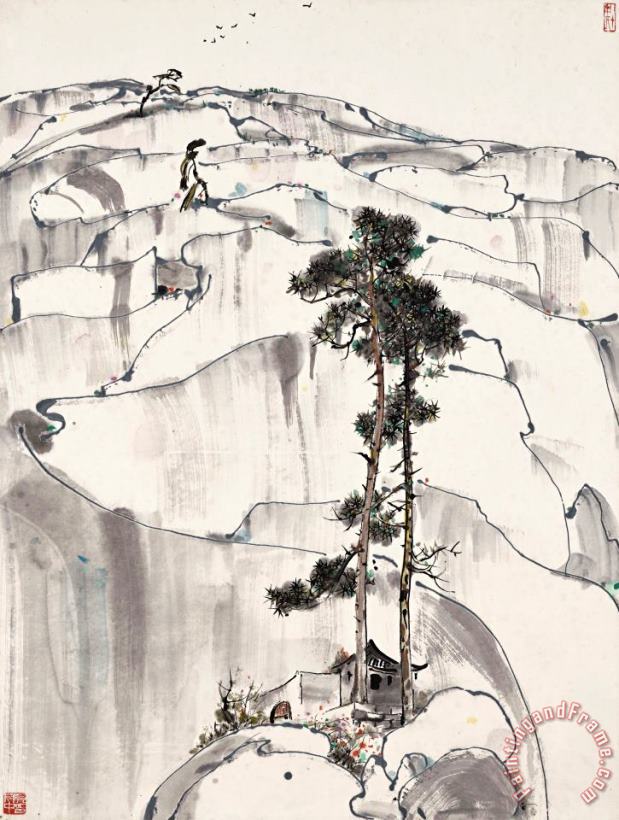 North Wudang Mountain painting - Wu Guanzhong North Wudang Mountain Art Print