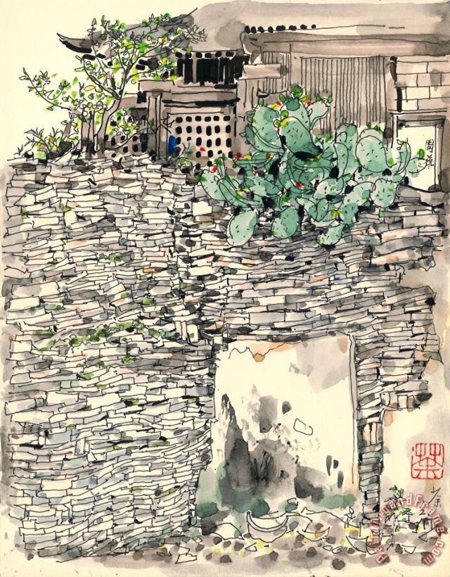 Old Wall in Zhou Zhuang, 1985 painting - Wu Guanzhong Old Wall in Zhou Zhuang, 1985 Art Print