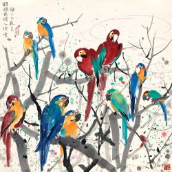 Wu Guanzhong Parrots