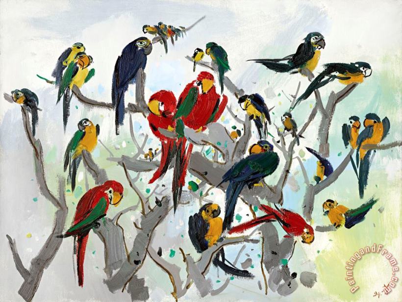 Wu Guanzhong Parrots (heaven of Parrots), 1994 Art Painting