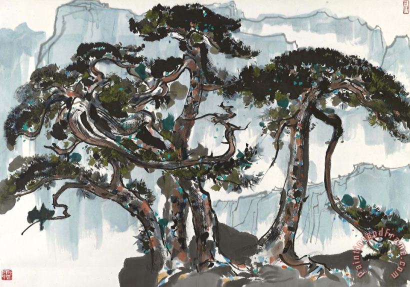 Pine painting - Wu Guanzhong Pine Art Print