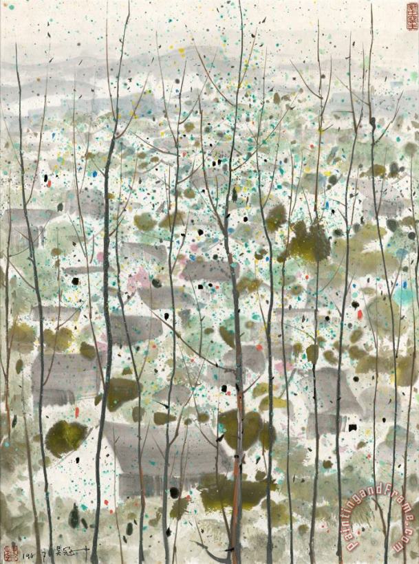 Pine Forest painting - Wu Guanzhong Pine Forest Art Print