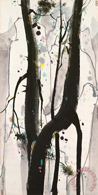 Wu Guanzhong Pine Trees on Mount E'mei Art Painting