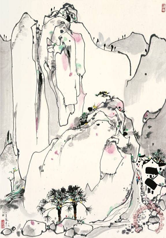 Wu Guanzhong Placid Mountain Village, 1987 Art Print