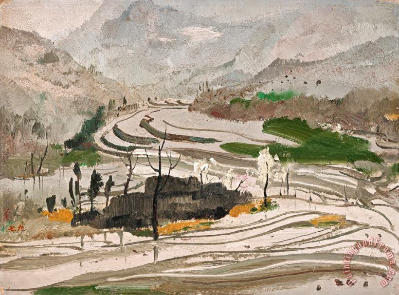 Wu Guanzhong Rice Paddies of Central Sichuan, 1979 Art Painting