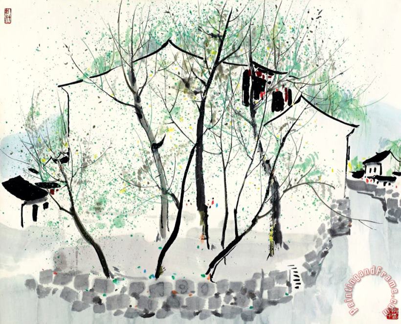 River Town in Jiangnan painting - Wu Guanzhong River Town in Jiangnan Art Print