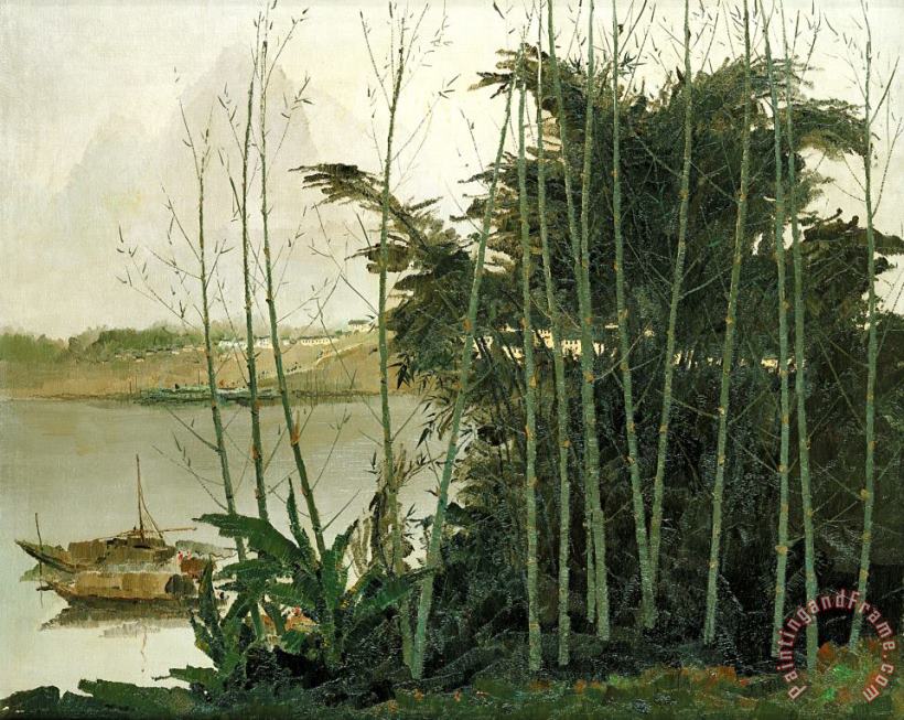 Wu Guanzhong Scenery of The Lijiang River, 1975 Art Print