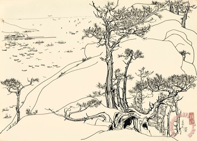 Wu Guanzhong Sketch of Lungxu Island, 1976 Art Print